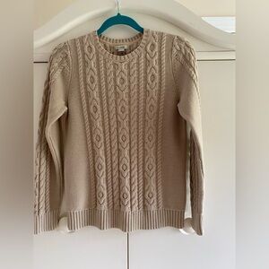 L.L. Bean Beige Cable Knit Sweater